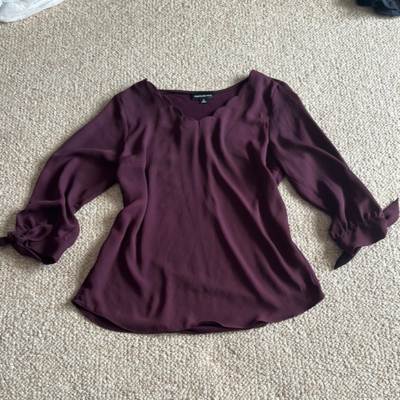 Purple 3/4 Sleeve Relaxed Blouse - Picture 1 of 2